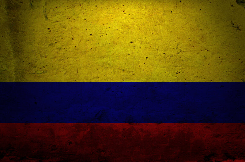 Colombian flag on textured wall