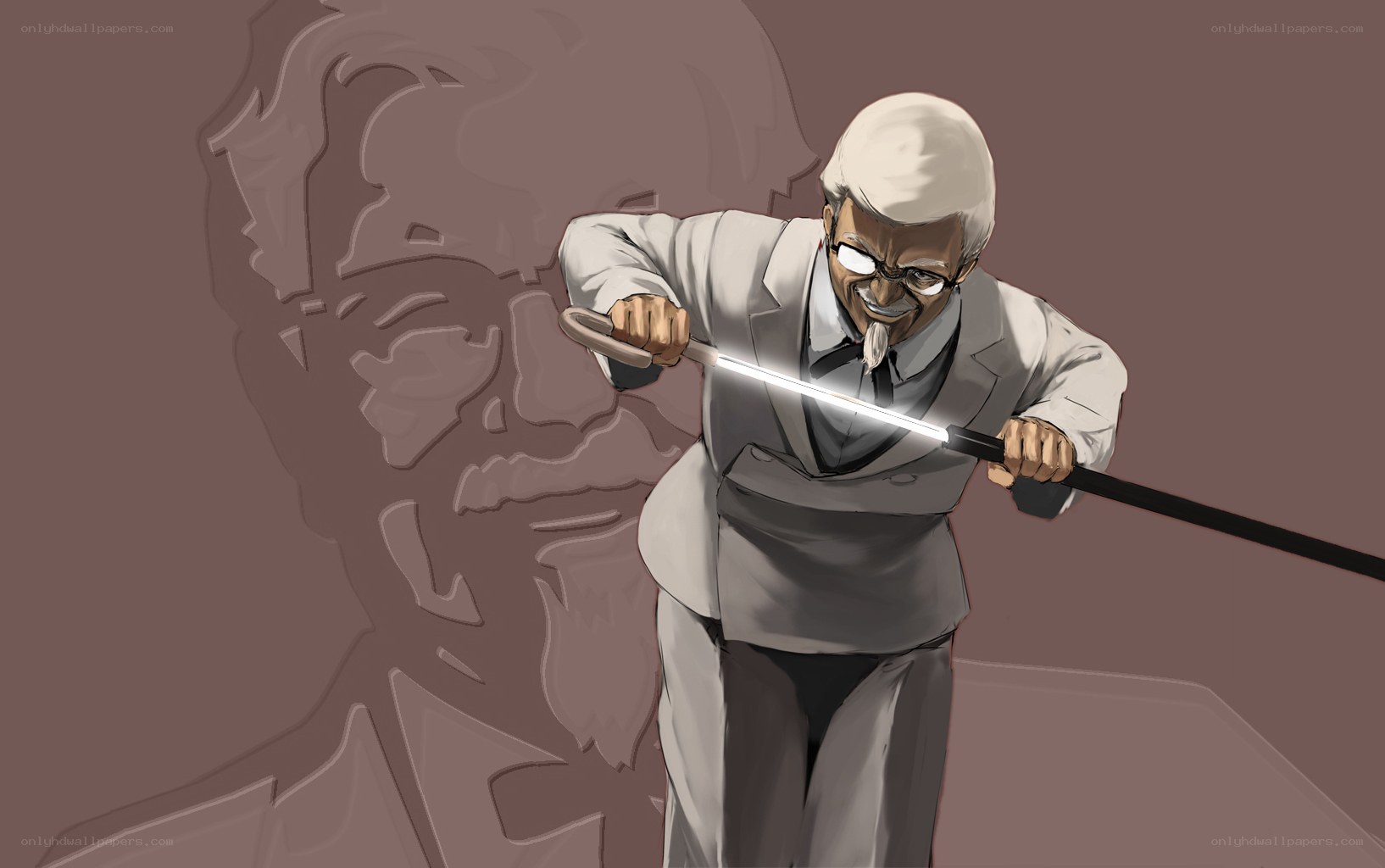 Colonel Sanders with a lightsaber