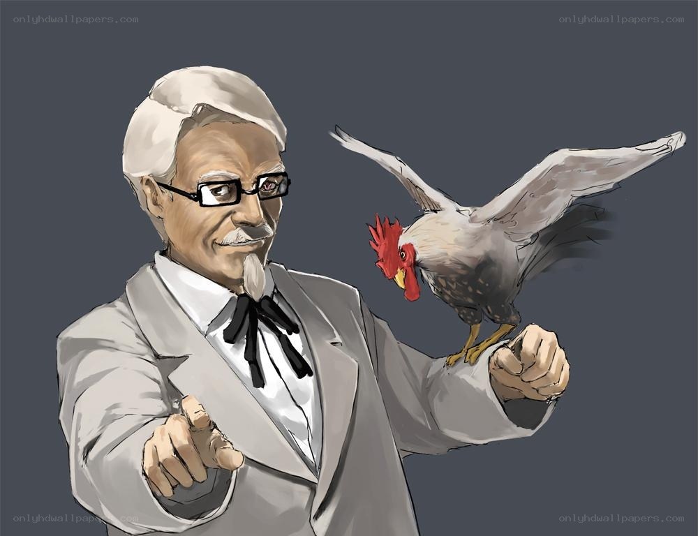 Colonel Sanders with chicken