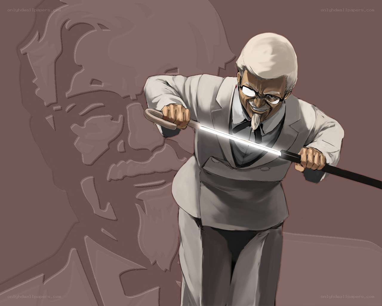 Colonel Sanders with lightsaber