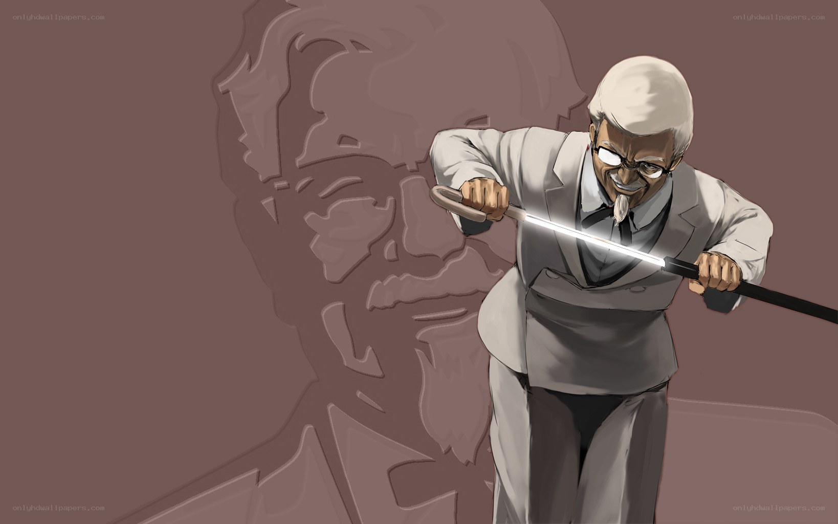 Colonel Sanders with sword