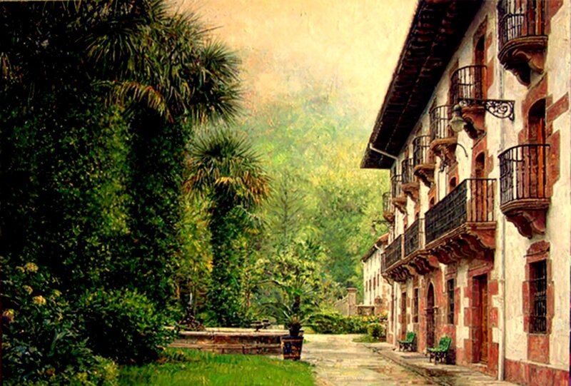 Colonial Building with Garden