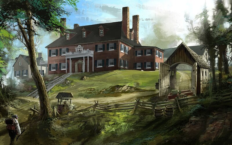 Colonial house in a forest