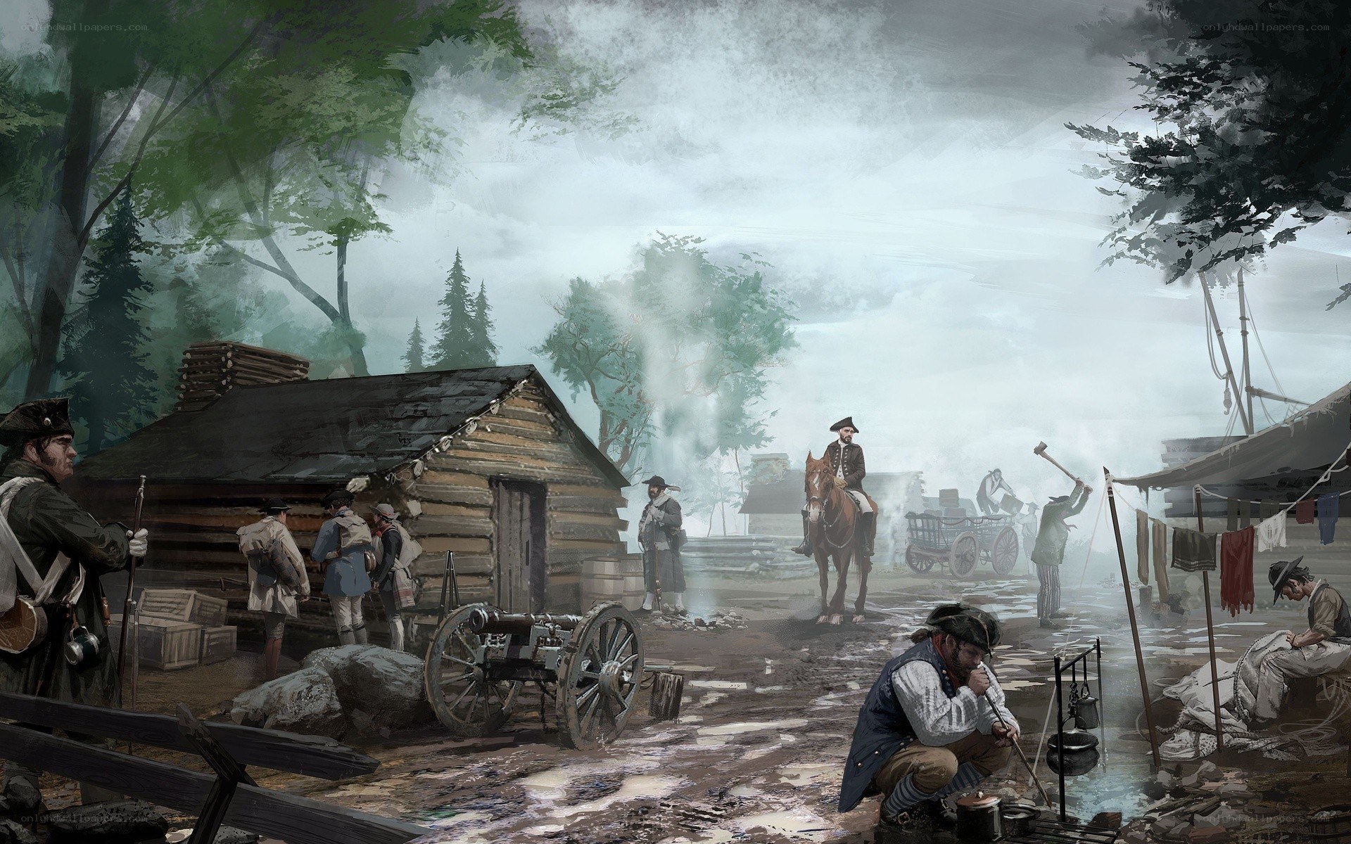 Colonial military encampment