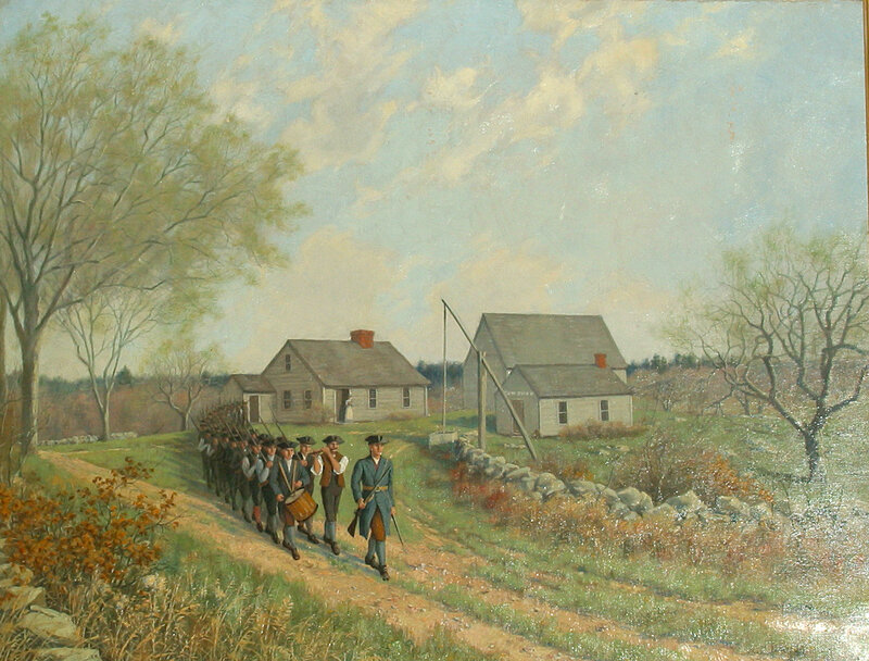 Colonial soldiers marching on a road