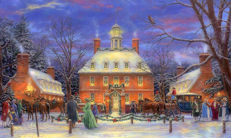 Colonial Town in Winter