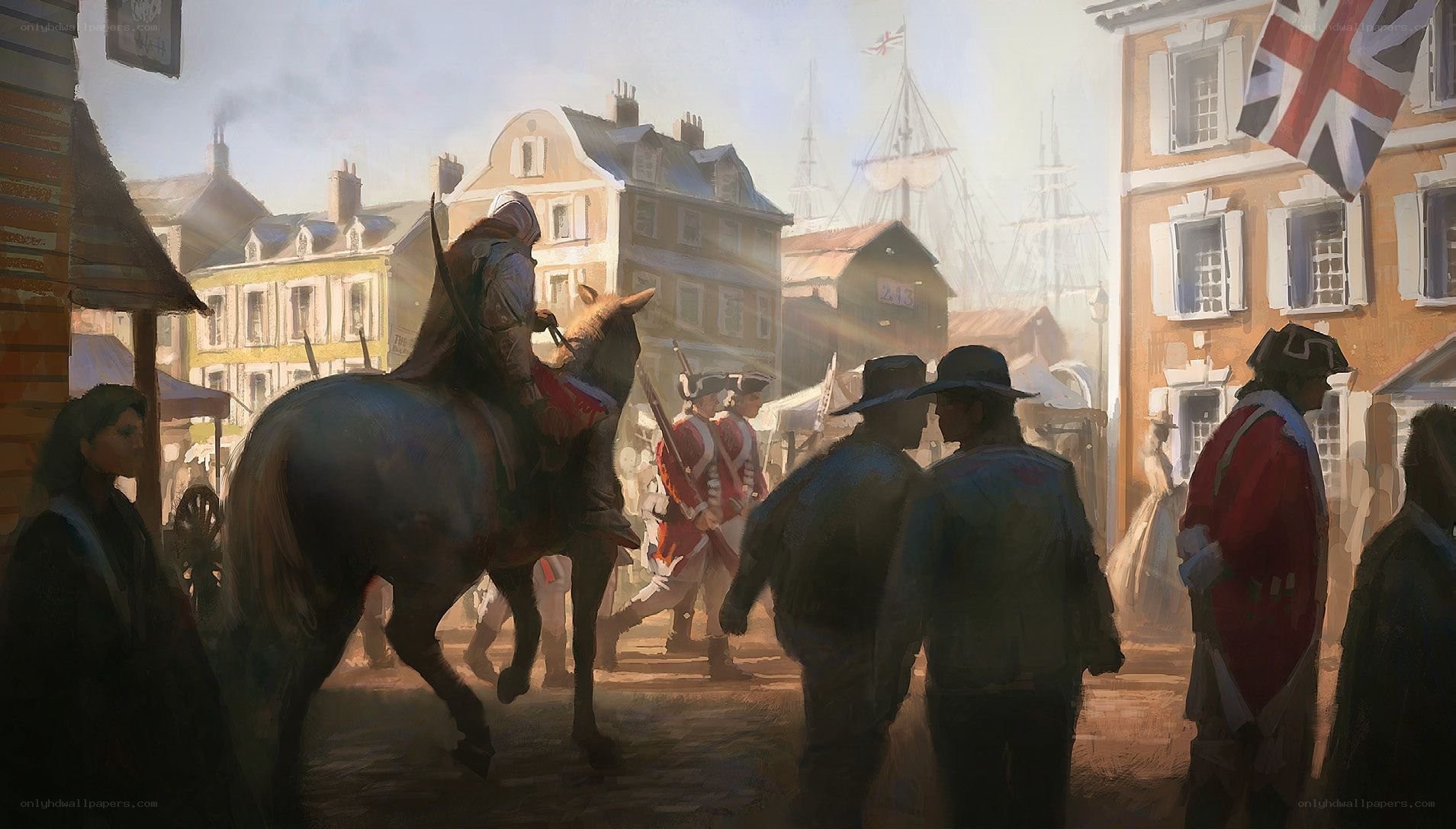 Colonial town street scene