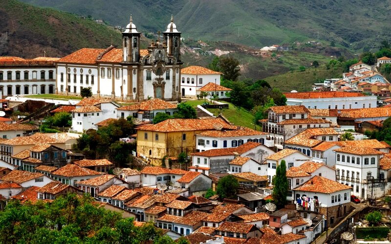 Colonial Town with Church