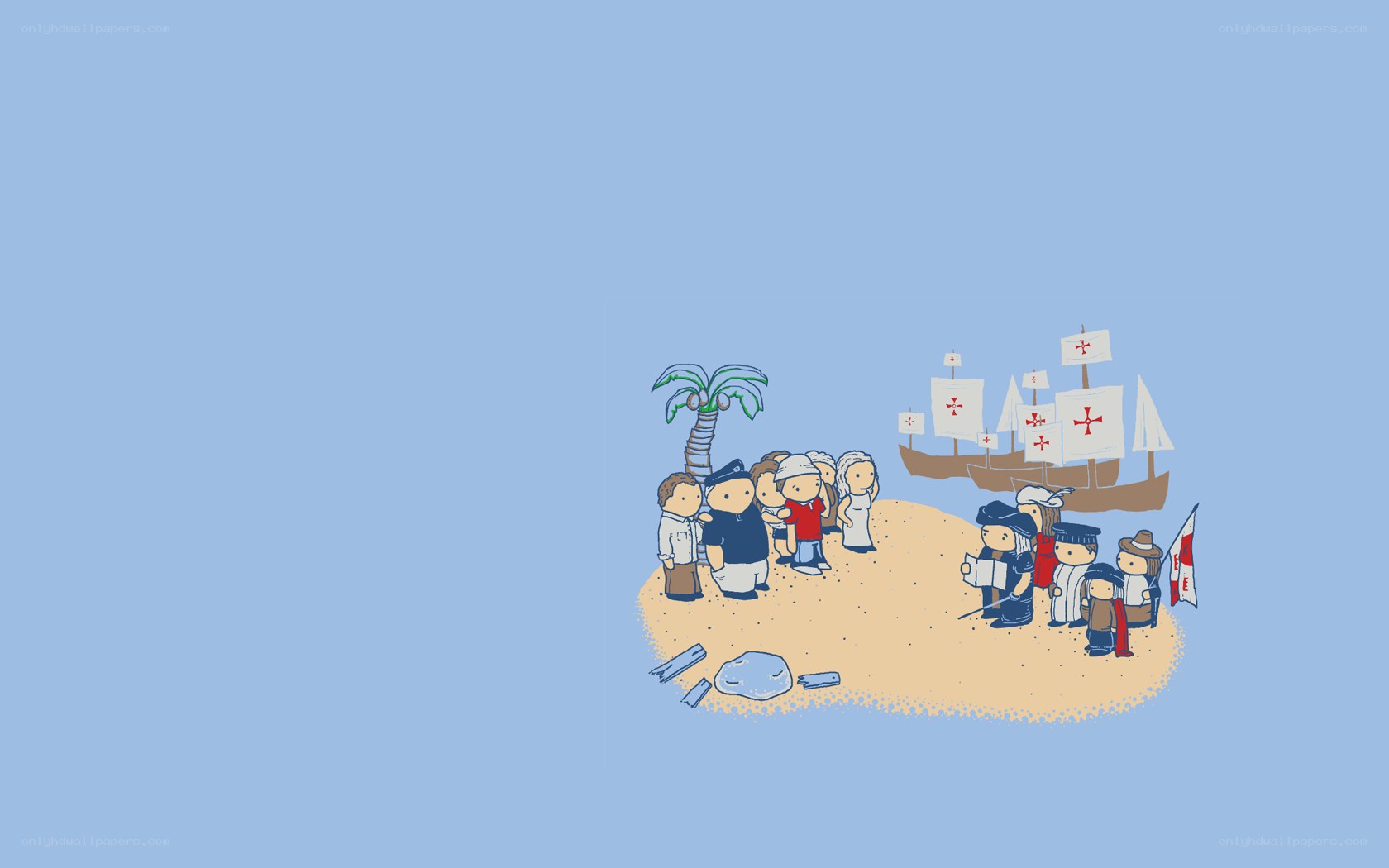 colonists on a tropical island