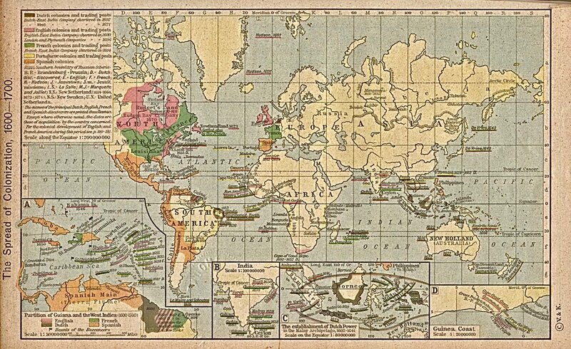 Colonization spread map 1600-1700