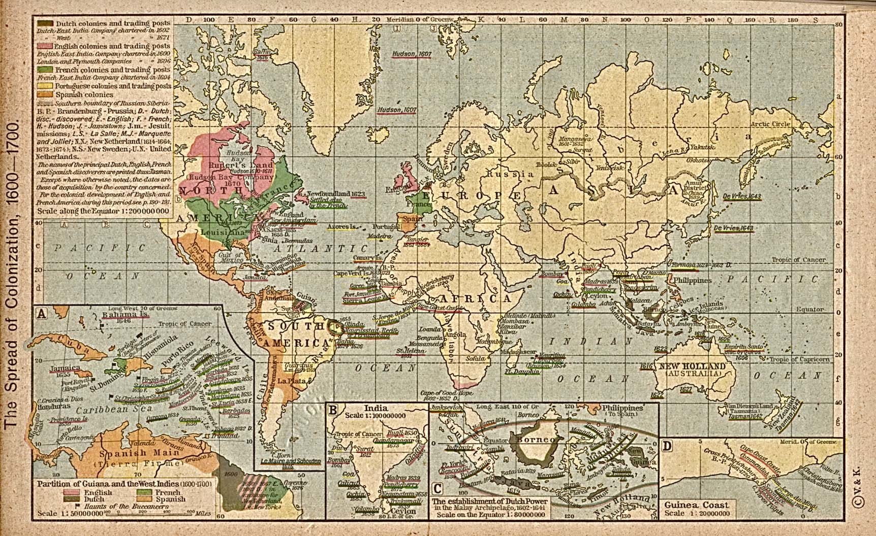Colonization spread map 1600-1700