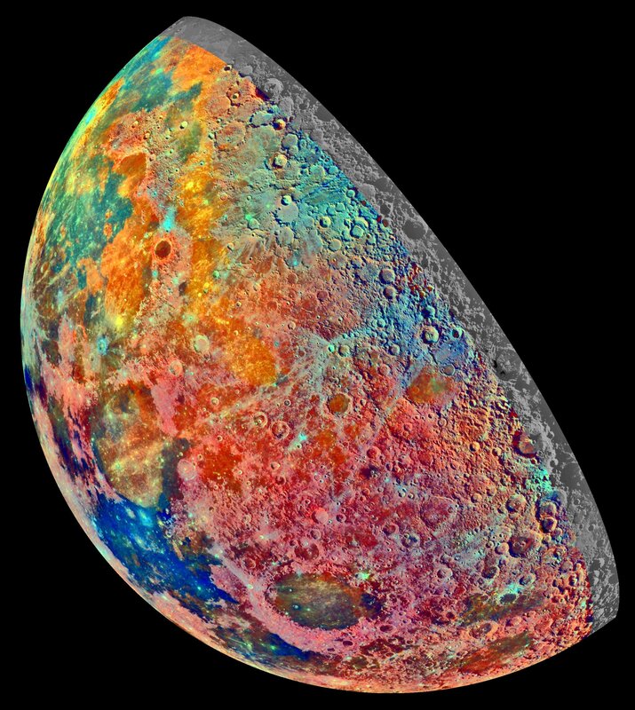 Color-enhanced Moon surface