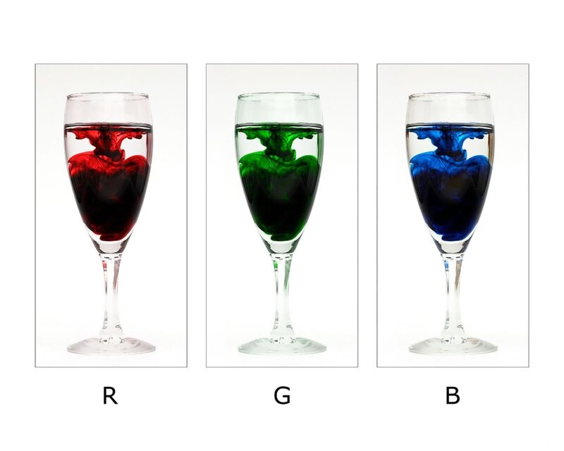 Color mixing in wine glasses
