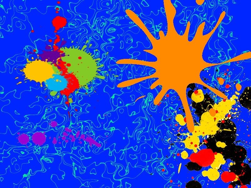 Color Splatters on Blue
