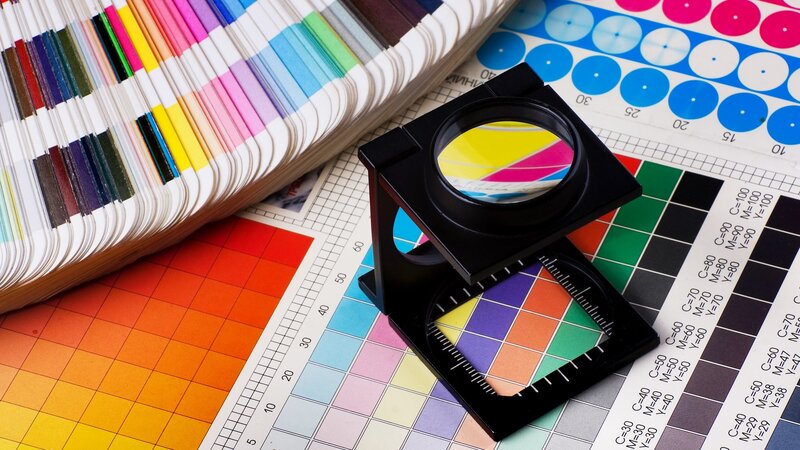 Color swatch and magnifying glass
