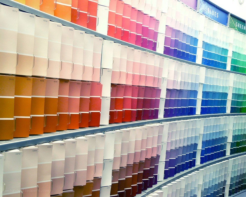 Color swatch display in store