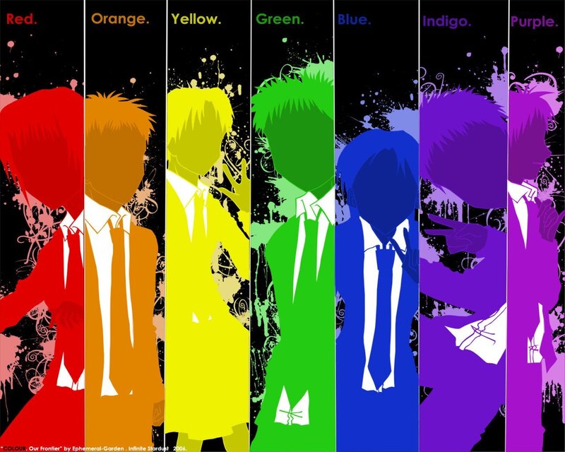 Color-themed anime character silhouettes