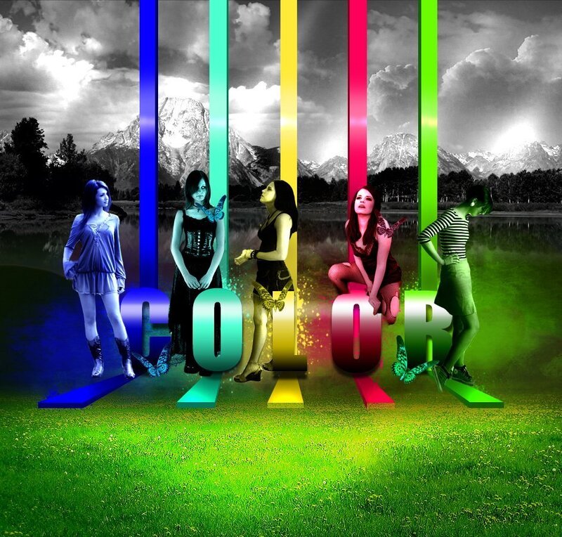 Color-themed women collage