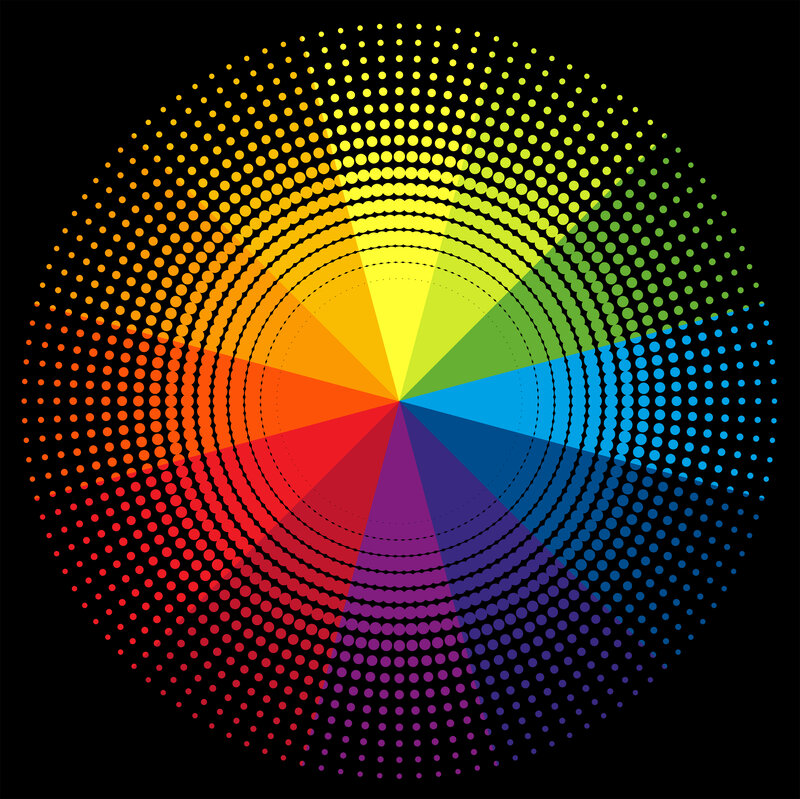 Color wheel with halftone dots