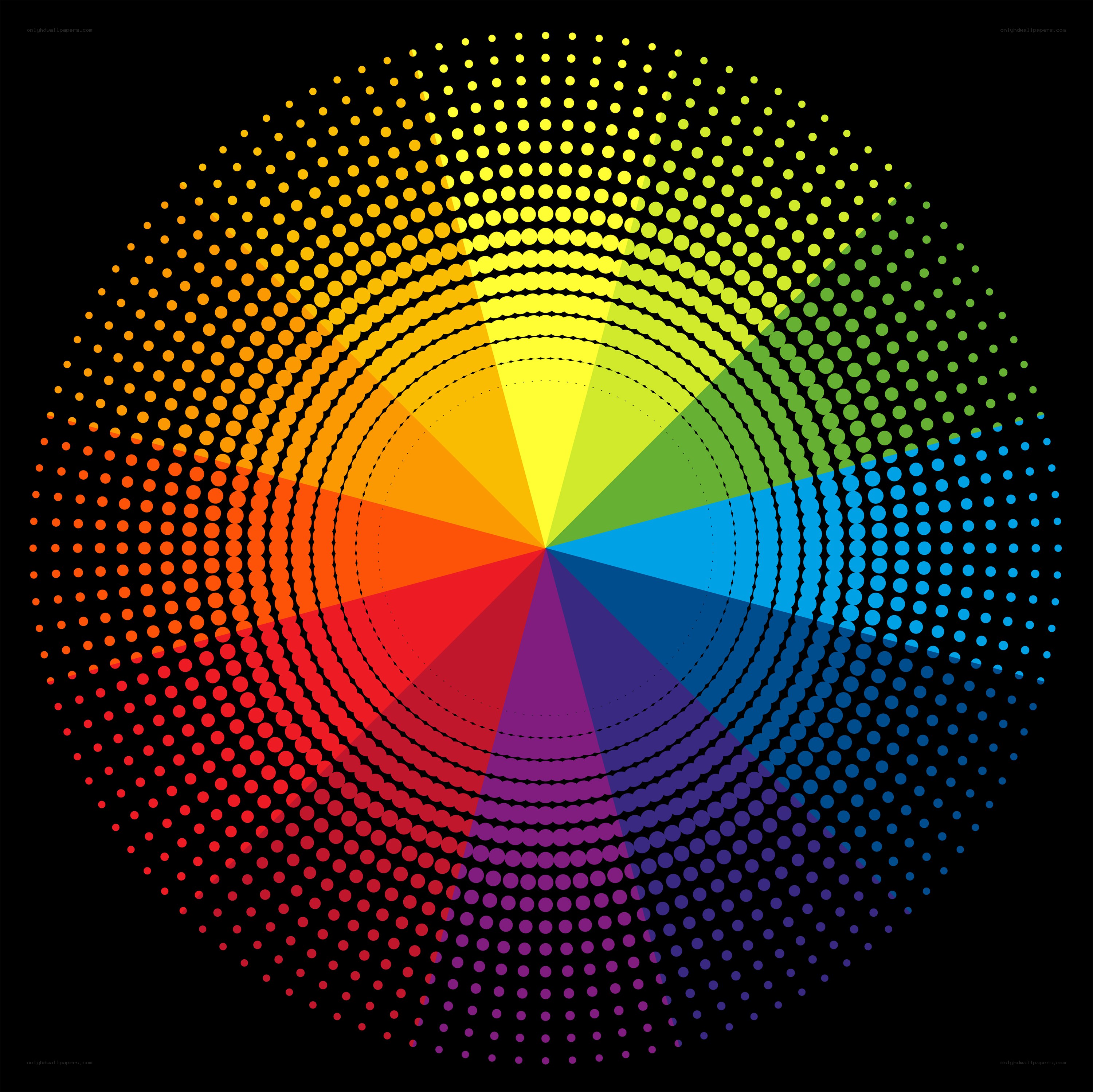 Color wheel with halftone dots