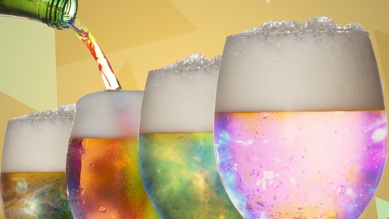 Colored Beer Being Poured