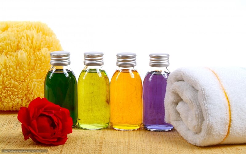 Colored Bottles and Towel