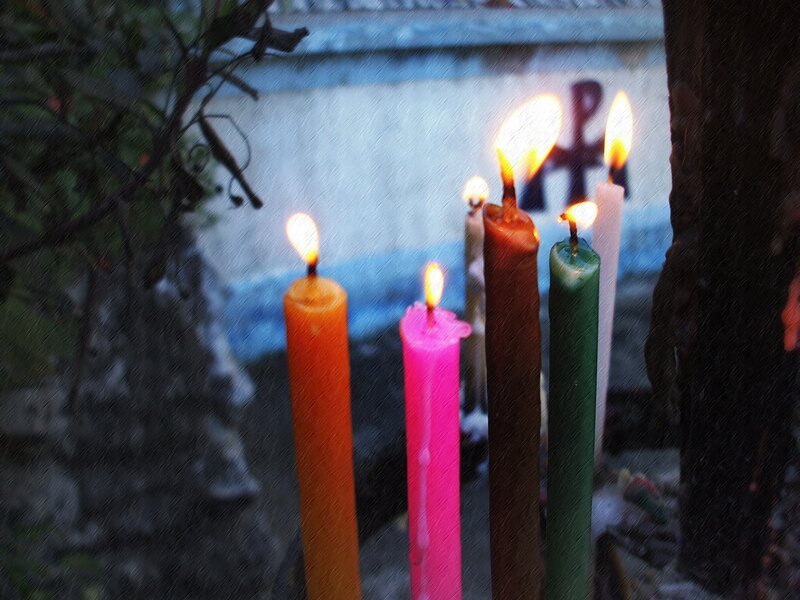 Colored Candles Burning