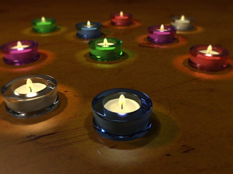 Colored Candles on Table