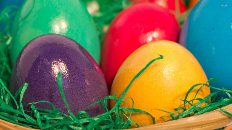 Colored Easter Eggs — Green, Festive, Photograph, Basket