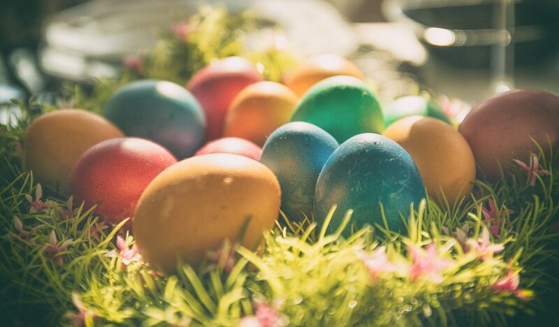 Colored Easter Eggs — Green, Festive, Spring, Photograph, Grass