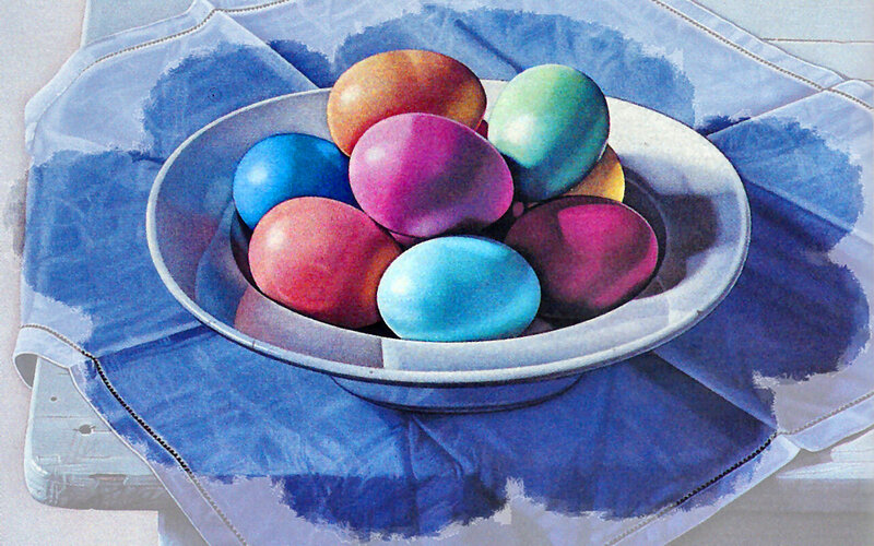 Colored Eggs in a Bowl