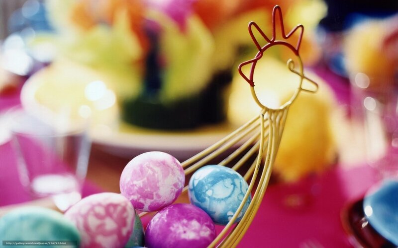 Colored Eggs in Basket — Pink, Festive
