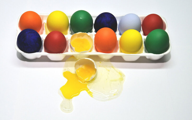 Colored Eggs in Carton