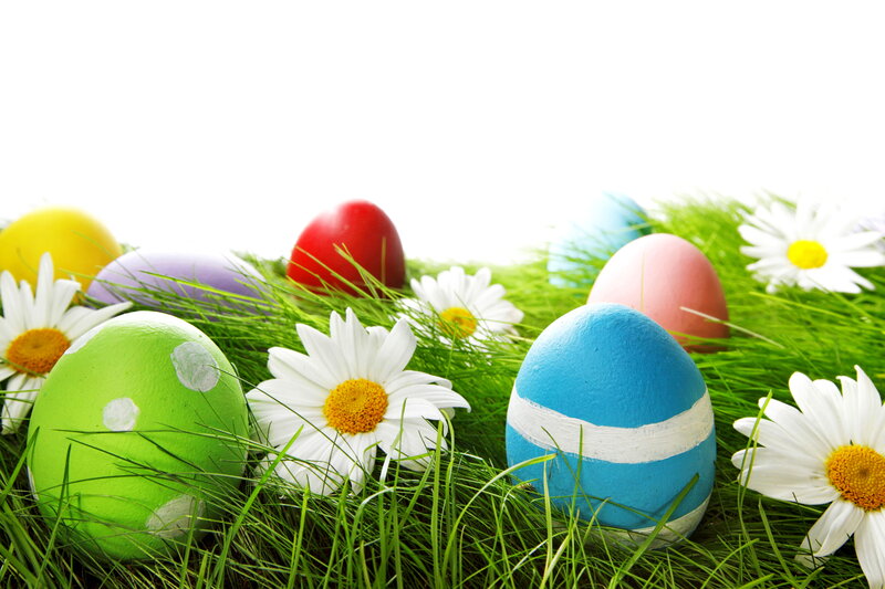 Colored Eggs in Grass — Green, Festive, Spring