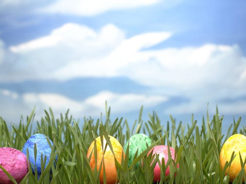 Colored Eggs in Grass — Green