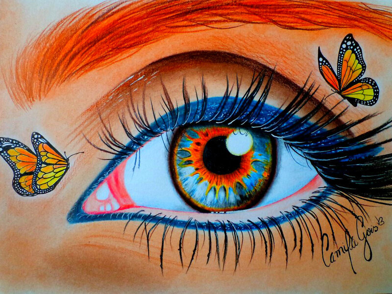 Colored Eye with Butterflies
