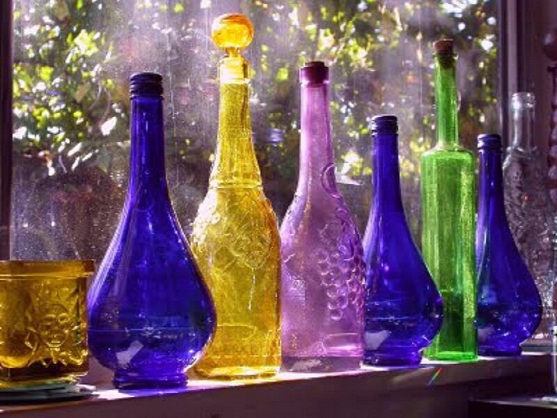 Colored Glass Bottles — Blue