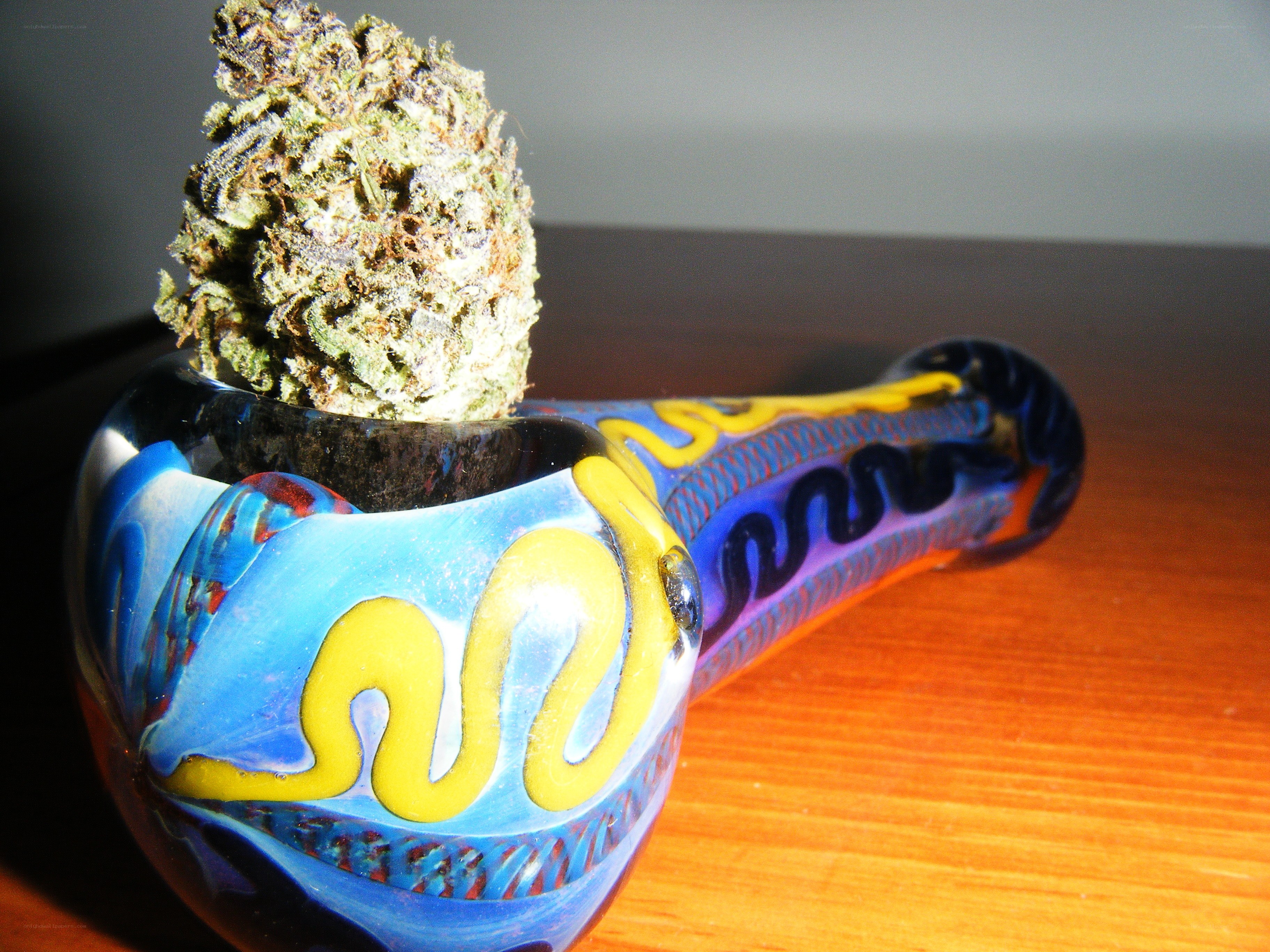 colored glass pipe with bud