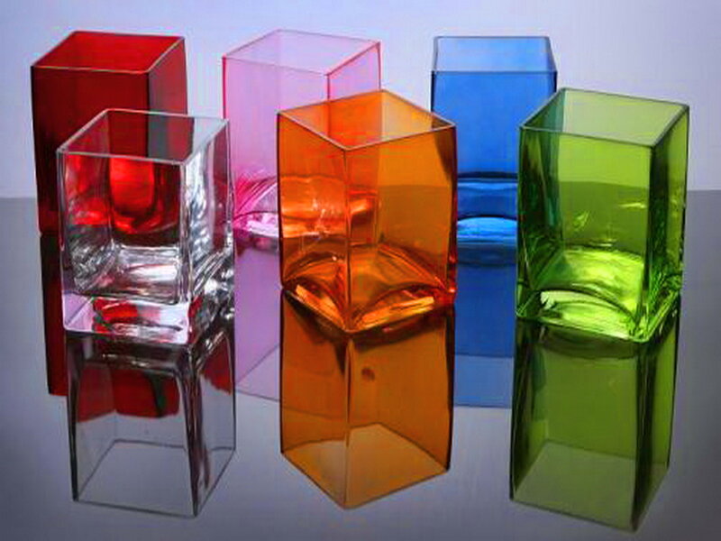 Colored Glass Vases — Red