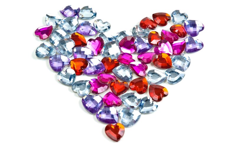 Colored Heart-shaped Gems — Red