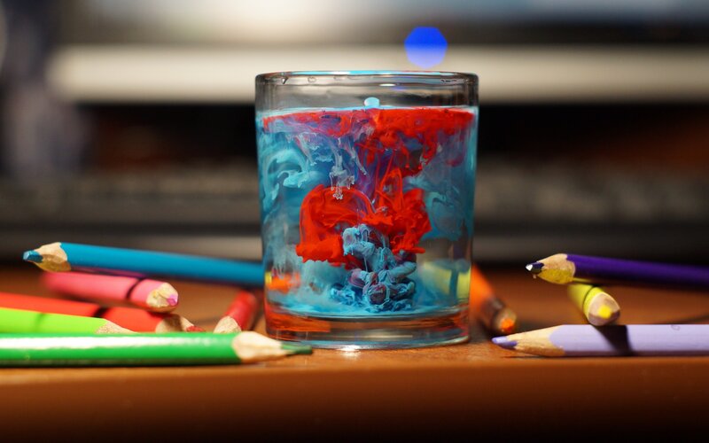 Colored Ink in Glass — Red, Dramatic