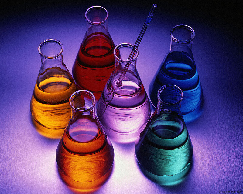 Colored Liquids in Flasks