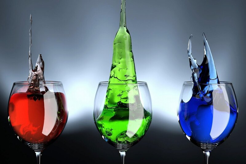 Colored Liquids in Glasses — Red