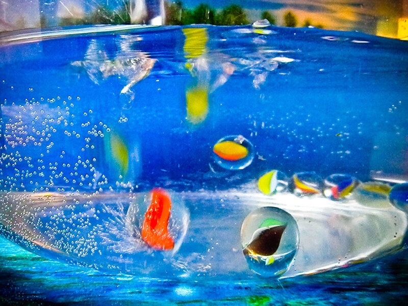 Colored Marbles in Water