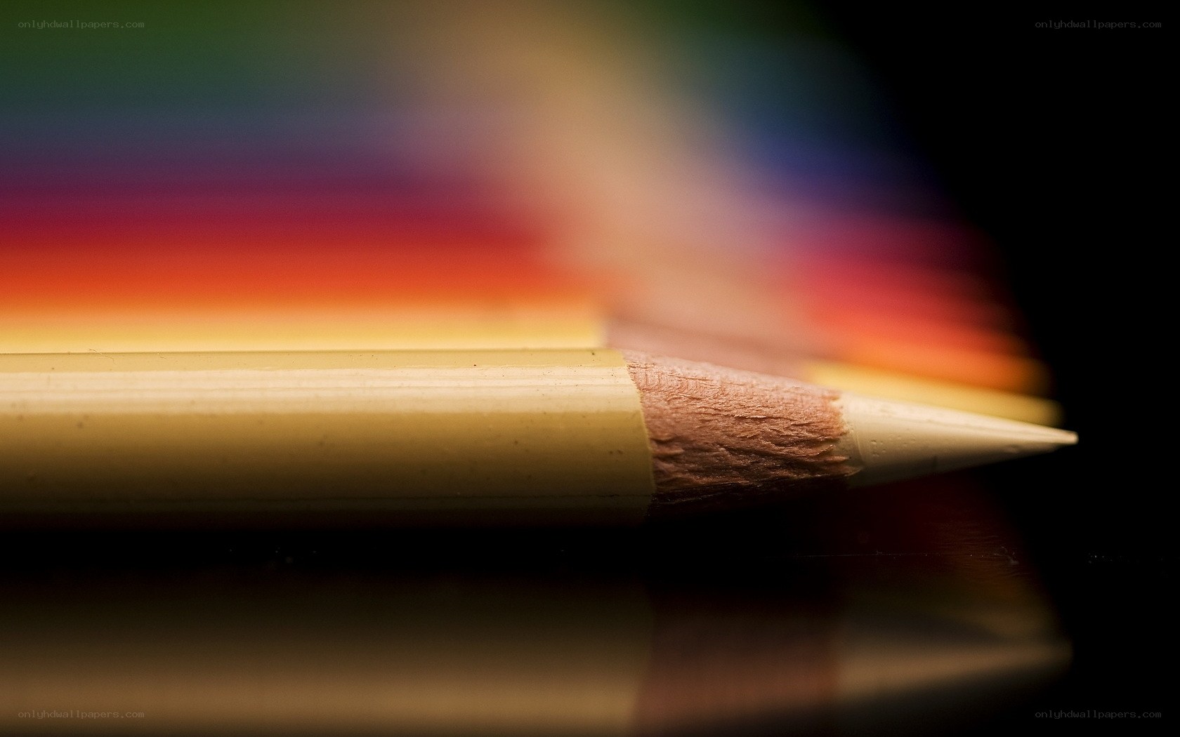 Colored pencil in focus