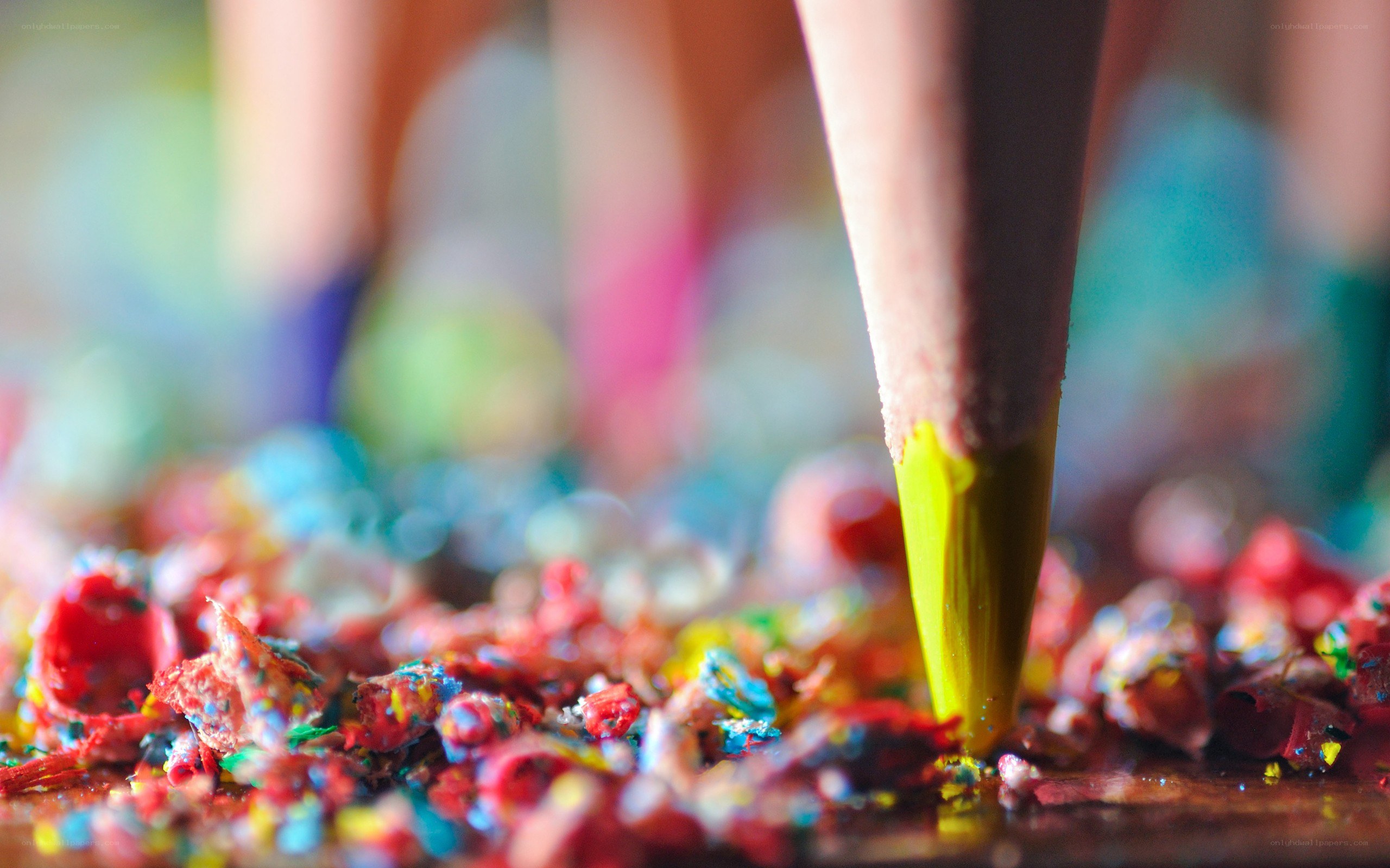 colored pencil shavings close-up