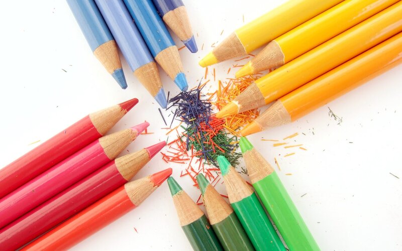 Colored Pencils and Shavings — Blue