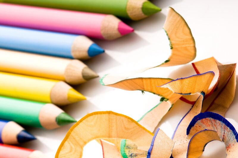 Colored Pencils and Shavings — White