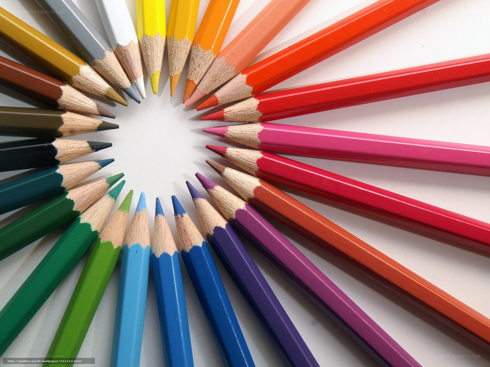 Colored pencils arranged in a circle
