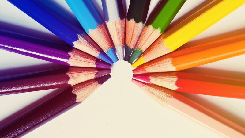 Colored Pencils Arranged in Circle — Blue, Calm